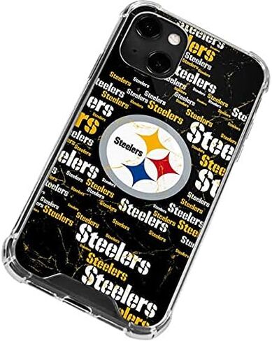 علبة الهاتف Clear Clear متوافقة مع iPhone 13 - NFL Pittsburgh Steelers Black Blast Design in Saudi Arabia