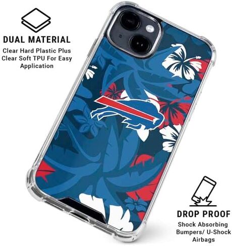 Skinit Clear Phone Case Compatible with iPhone 14 - Officially Licensed NFL Buffalo Bills Tropical Print Design in Saudi Arabia