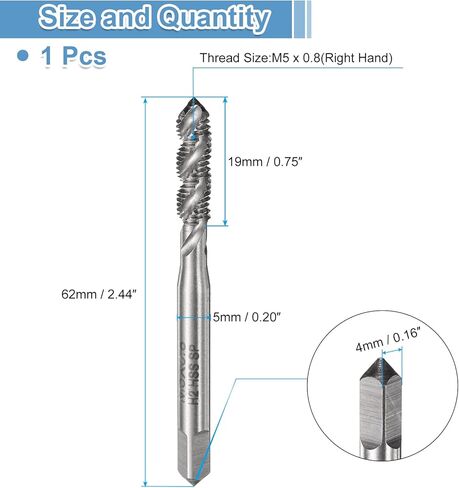 Uxcell Spiral Flute Thread Taps 6-32 UNC 2B Machine Thoulding Bit ، أداة إصلاح المسمار غير المطلية ، الصلب M2 عالي السرعة (HSS) in Saudi Arabia