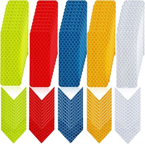 100pcs ملصقات عاكسة في 5 ألوان ، شريط عاكس في الهواء الطلق مقاوم للماء ، شرائط الانعكاس تحذير السلامة للدراجة ، الخوذة ، السيارة ، صناديق البريد ، حقائب الظهر ، المقطورات والمعدات الخارجية (المستطيل والسهم) in Saudi Arabia