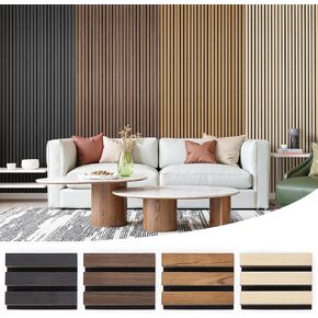 Wood Slat Wall Panels 2 Pack 106" x 23.6", Acoustic Wooden Panel for Wall, Soundproof 3D Fluted Panels for Interior Wall Decor, Living Room, Bedroom - Teak (Cover Approx.35 sq.ft) in Saudi Arabia