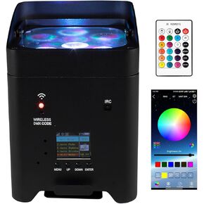 SHEHDS Rechargeable Wireless Stage Light, 6x18W Par Can Lights, RGBWA+UV 6-in-1 with Remote, APP, and DMX512 Control, 8800mAh DJ Light in Kuwait