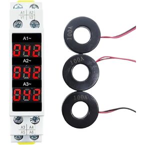 Mini Din Rail Display Division ثلاثية المراحل مؤشر مقياس مقياس التيار الحالي LED 1-100A 220V 380V in Kuwait