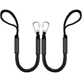 Bungee Dock Line for Boats – 3ft Elastic Mooring Rope with Stainless Steel Clip – Quick Dock Tie for Jet Ski, Pontoon (Black) in Kuwait