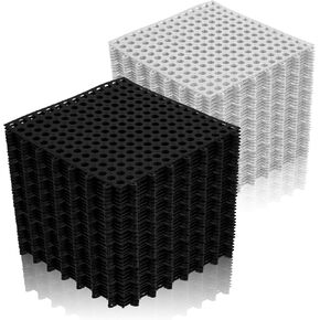50 Pcs Drainage Interlocking Floor Tiles, 12'' x 12'' Soft TPE Non Slip Shower Floor Tiles for Pool Bathroom Shower Balcony Patio Locker Room Basement Stairs(Black and White) in Kuwait