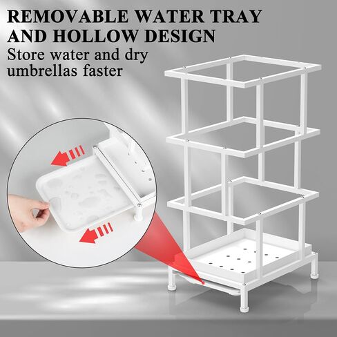 Alyoen Umbrella Holder for Entryway, Metal Umbrella Stand with Water Tray and Cane Holder, Adjustable Feet, 10.4 x 8.4 x 18.7 in, Suitable for Home, Office, and Shopping Mall (Black) in Saudi Arabia