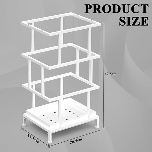 Alyoen Umbrella Holder for Entryway, Metal Umbrella Stand with Water Tray and Cane Holder, Adjustable Feet, 10.4 x 8.4 x 18.7 in, Suitable for Home, Office, and Shopping Mall (Black) in Saudi Arabia