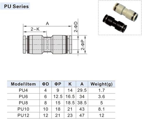 10PCS PG Pneumatic Straight-through Variable Diameter Air Pipe Quick Connector Quick 4 6 8 10 12 16mm(PG10-6) in Saudi Arabia