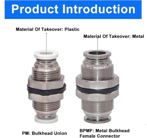 1PCS PM/BPM-4/6/8/10/12 Pneumatic Quick Coupling Bulkhead Union/Metal Bulkhead Female Connector(PM10) in Saudi Arabia