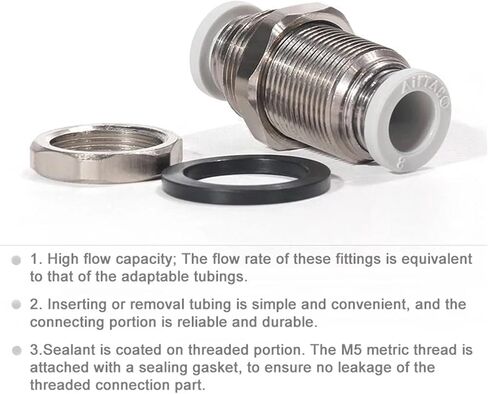 1PCS PM/BPM-4/6/8/10/12 Pneumatic Quick Coupling Bulkhead Union/Metal Bulkhead Female Connector(PM10) in Saudi Arabia