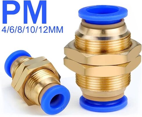 5 Pack 4mm 6mm 8mm 10mm 12mm OD Tubing PM Straight Pneumatic Air Fittings Bulkhead Fittings Push-On Quick Release Connectors(PM-12) in Kuwait