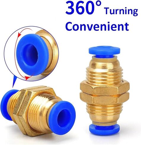 5 Pack 4mm 6mm 8mm 10mm 12mm OD Tubing PM Straight Pneumatic Air Fittings Bulkhead Fittings Push-On Quick Release Connectors(PM-12) in Kuwait