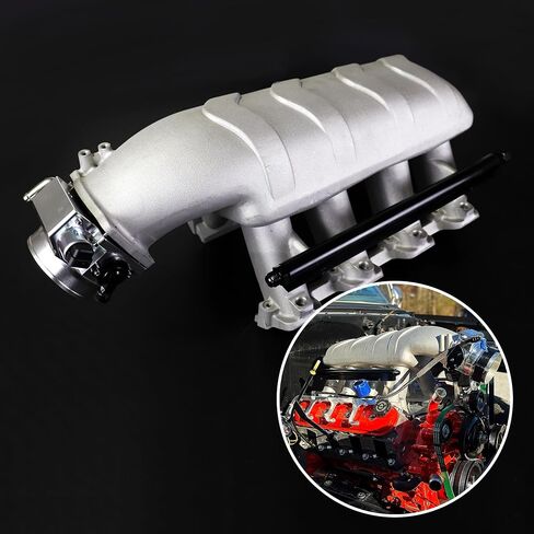 HI-RAM EFI SHEAKE MNIFOLD Aluminium 102mm Bore متوافق مع GM LS3 L76 L92 L99 CHEVY 6.0L 6.2L V8 300-117 (102 مم أسود) in Saudi Arabia