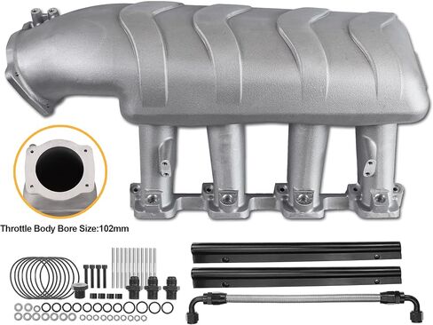 HI-RAM EFI SHEAKE MNIFOLD Aluminium 102mm Bore متوافق مع GM LS3 L76 L92 L99 CHEVY 6.0L 6.2L V8 300-117 (102 مم أسود) in Saudi Arabia