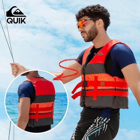 QUIKSILVER USCG Approved Men's Life Jacket, Lightweight EPE Foam Life Vest with Quick-Release Buckles and Drain Holes, PFD for Fishing, Boating, Kayaking, Watersports in Saudi Arabia