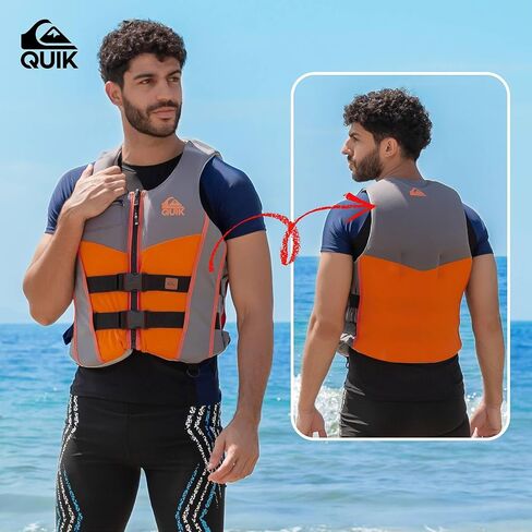 QUIKSILVER Men's Life Vest, USCG and Transport Canada Approved Evoprene PFD, Personal Flotation Device Level 70 Buoyancy Aid for Boating Fishing Kayaking Water Sports in Saudi Arabia