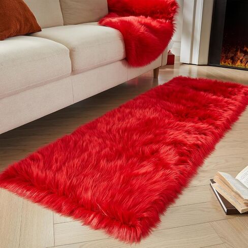 AMTOVO Faux Fur Rug, Beige Small Area Rug, Fluffy Sheepskin Rug, Fuzzy Ultra Soft 2 x 3 ft Shag Rugs for Bedroom Sofa Throw Cushion Room Decor, Sheepskin in Saudi Arabia