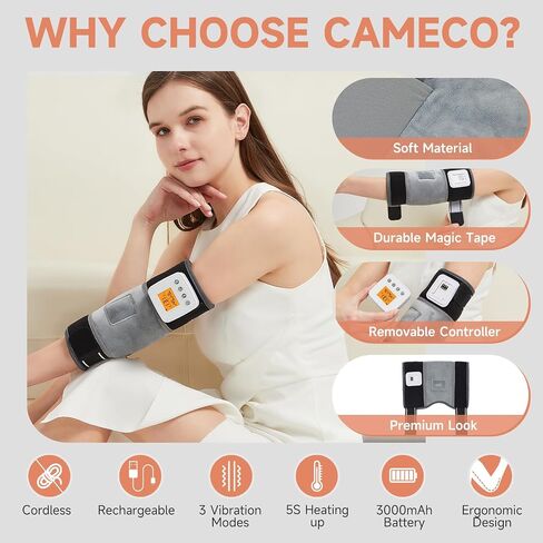 CAMECO Cordless Ankle Massager for Pain Relief, Rechargeable Heating Pad Wrap with Vibration Massage for Achilles Tendonitis, 3000 mAh Battery Heated Foot Ankle Brace for Heel Pain Home Office Travel in Saudi Arabia