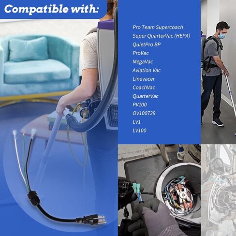 100641 Power Cord Assembly Compatible with Pro Team Backpack Vacuum Supercoach, Super QuarterVac (HEPA), QuietPro BP, ProVac, MegaVac, Aviation Vac, Linevacer, CoachVac, QuarterVac in Saudi Arabia