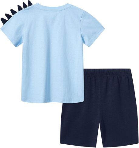 HILEELANG Toddler Boy Short Sets Easter Summer Cotton Casual White Rainbow Tee Blue Adjust Shorts Outfits Clothing 3T in Saudi Arabia