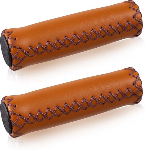 Bicycle Handlebar Grips, PU Leather Bike Grips Handlebar, Hand-Stitched Bike Handles Replacement Fits Most Mountain, MTB, BMX in Saudi Arabia