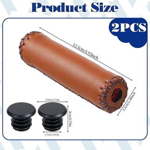 Bicycle Handlebar Grips, PU Leather Bike Grips Handlebar, Hand-Stitched Bike Handles Replacement Fits Most Mountain, MTB, BMX in Saudi Arabia