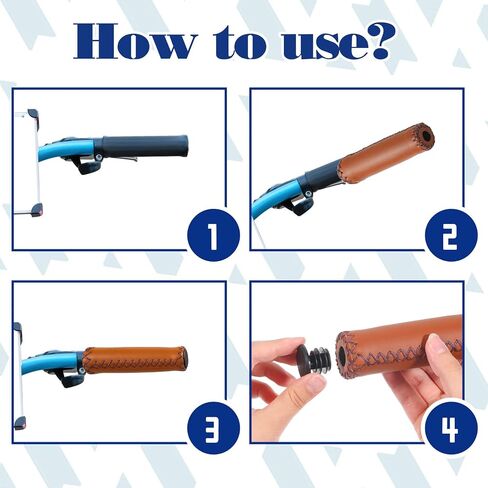 Bicycle Handlebar Grips, PU Leather Bike Grips Handlebar, Hand-Stitched Bike Handles Replacement Fits Most Mountain, MTB, BMX in Saudi Arabia