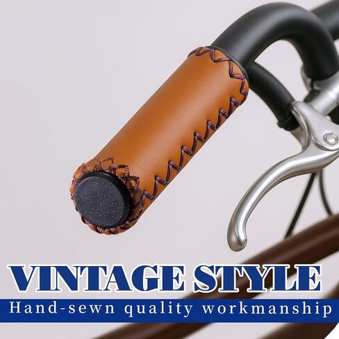 Bicycle Handlebar Grips, PU Leather Bike Grips Handlebar, Hand-Stitched Bike Handles Replacement Fits Most Mountain, MTB, BMX in Saudi Arabia