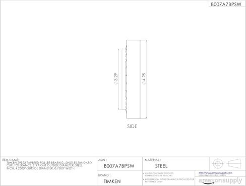 Timken 29522 محمل أسطوانة مدبب ، كوب واحد ، التسامح القياسي ، قطره الخارجي المستقيم ، الصلب ، بوصة ، 4.2500 "قطر خارج ، 0.7500" عرض in Saudi Arabia