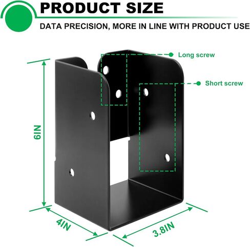 4 Pack 2X4 Concealed Joist Hanger Bracket for Wood, Pergola Rafter Bracket 2 x 4 Powder Coated Black with Screws for Beam/Swing/Handrail/Fence in Saudi Arabia