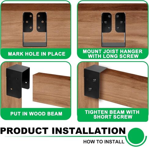 4 Pack 2X4 Concealed Joist Hanger Bracket for Wood, Pergola Rafter Bracket 2 x 4 Powder Coated Black with Screws for Beam/Swing/Handrail/Fence in Saudi Arabia