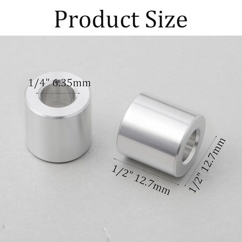 25pcs Aluminum Spacer 1/2" OD x 1/4" ID x 1/2" Length Standoff Bushing Smooth Round Metal Spacer for 1/4" Screws Bolts in Kuwait