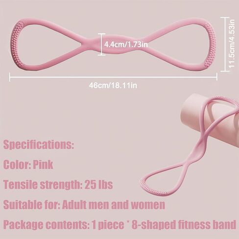 Resistance Bands, Figure 8 Resistance Bands for Women Men, 8 Shaped Resistance Rubber Band for Arms, Back, Shoulder Stretch with Handles, Not Break, Portable, Pink 25LB in Saudi Arabia