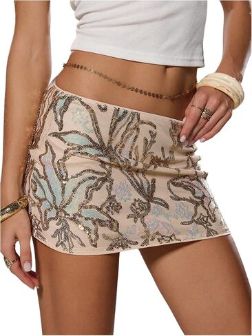 Makemechic Women النسائية الترتر المصغرة للتنورة الصغيرة إسقاط بخصيمة الصيف التنانير القصيرة in Kuwait