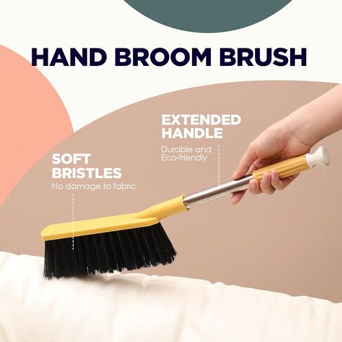 6 Pcs 17'' Hand Broom Brush Soft Bristle Counter Brush Bed Cleaning Hand Broom Long Hair Remover for Car Floor Clothes Desk Sofa Couch Furniture Quilt Debris Small Particles Dust Sweeping in Saudi Arabia