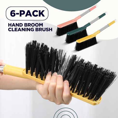 6 Pcs 17'' Hand Broom Brush Soft Bristle Counter Brush Bed Cleaning Hand Broom Long Hair Remover for Car Floor Clothes Desk Sofa Couch Furniture Quilt Debris Small Particles Dust Sweeping in Saudi Arabia