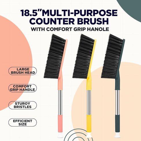 6 Pcs 17'' Hand Broom Brush Soft Bristle Counter Brush Bed Cleaning Hand Broom Long Hair Remover for Car Floor Clothes Desk Sofa Couch Furniture Quilt Debris Small Particles Dust Sweeping in Saudi Arabia