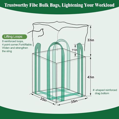 2 حزمة FIBC BAC ، حقيبة 2 طن ، 35 "L x 35" W × 43 "H ، 4400 رطل SWL ، أكياس البولي بروبيلين المنسوجة ، قاع مسطح ، أكياس مسطحة للضغط ، in Saudi Arabia
