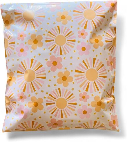 19x24 مصمم أكياس بولي بولير ، تصميم أشعة الشمس ، مظاريف شحن مقاومة للماء ومقاومة للدموع مع خفة ذاتية للعبث لتوصيلات آمنة (10 حزم) in Kuwait