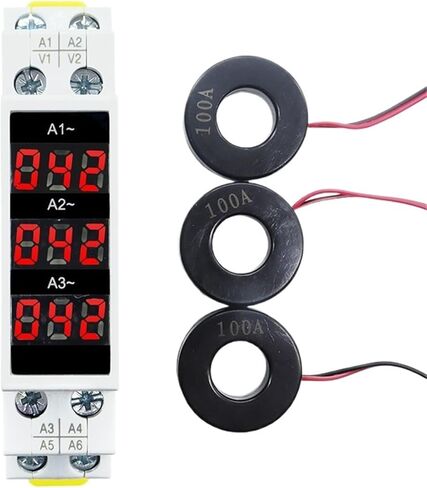 Mini Din Rail Display Division ثلاثية المراحل مؤشر مقياس مقياس التيار الحالي LED 1-100A 220V 380V in Kuwait