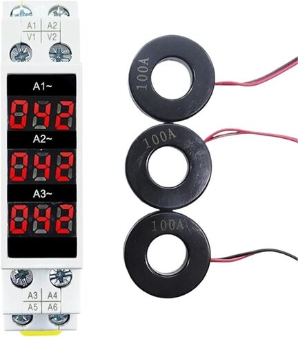Mini Din Rail Digital Display Three-Phase Modular Current Meter Gauge Indicator LED 1-100A 220V 380V in Kuwait