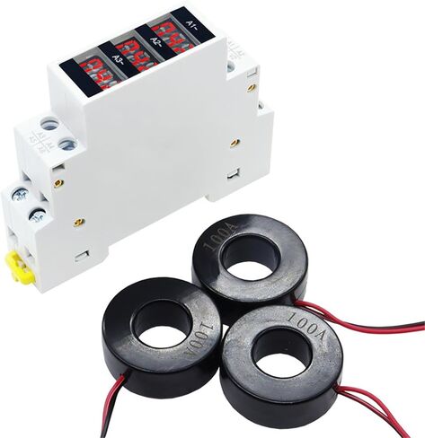 Mini Din Rail Digital Display Three-Phase Modular Current Meter Gauge Indicator LED 1-100A 220V 380V in Kuwait