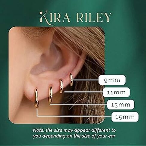 14k Solid Yellow Gold Hoop Earrings for Women and Men - Small Pure Real and Thin Huggies, Hypoallergenic - Jewelry Gifts for Her/Him - Available in 4 Sizes in Saudi Arabia