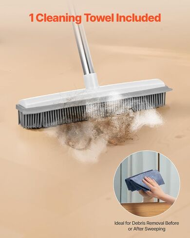 Vevor Pet Hair Removal Broom ، 58.46 في مقبض طويل قابل للتعديل ، مكنسة مطاطية مع مزيل الشعر القابل للعدوى القابل لإعادة الاستخدام ، لأثاث الأريكة ، بلاط الخشب الصلب in Saudi Arabia