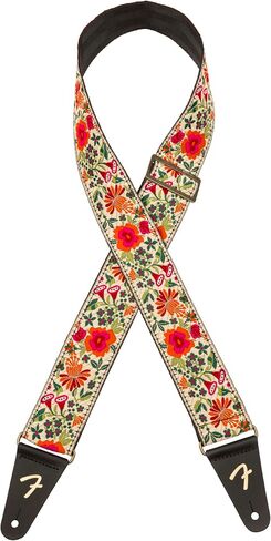 Fender Mosaic Jacquard Guitar Strap, Adjustable from 31.5-55", Leather Ends, Cream in Saudi Arabia