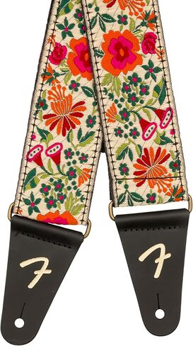 Fender Mosaic Jacquard Guitar Strap, Adjustable from 31.5-55", Leather Ends, Cream in Saudi Arabia