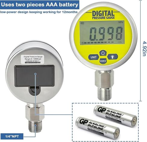 10000psi مقياس الضغط الرقمي 80 مم دقة عالية الدقة 0.4 ٪ FS Manometer Hydraulic 1/4 '' npt thread in Saudi Arabia