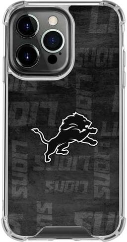 علبة هاتف Clear Clear متوافقة مع iPhone 15 Pro - تصميم NFL Detroit Lions بالأبيض والأسود رسميًا in Saudi Arabia