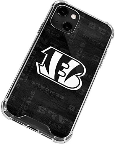Skinit Clear Phone Case Compatible with iPhone 13 - Officially Licensed NFL Cincinnati Bengals Black & White Design in Saudi Arabia