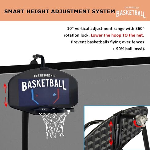 Universal Adjustable Trampoline Basketball Hoop Set, with 3 Mini Balls and Air Pump, Fits All Trampoline Models, Trampoline Accessories of All Ages, Height and Angle Adjustable in Saudi Arabia